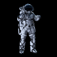 Astronaut in darkness. Mixed media