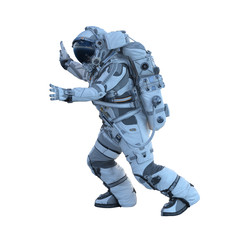 Astronaut on white. Mixed media