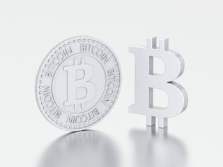 3D illustration two different silver bitcoin