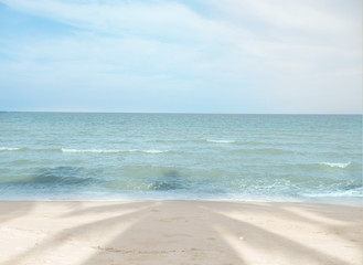 hello summer on tropical beach with water wave. vacation and travel concept. Copy space