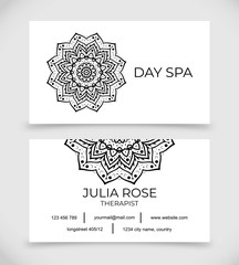 White simple business card templates with mandala vector