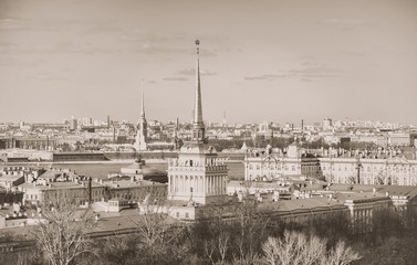 View on the Saint-Petersburg. Old retro photo.