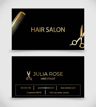 Hair Salon, Hair Stylist business card vector template