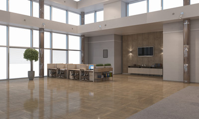 Elegant office interior. Mixed media