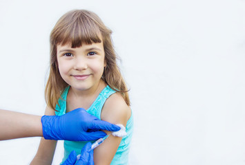 vaccination of children. An injection. Selective focus.