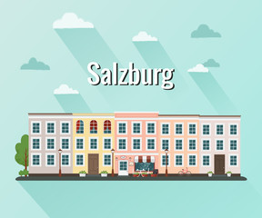 Salzburg Austria vector illustration. Flat design.