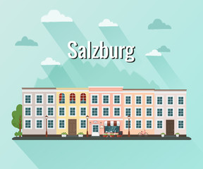 Salzburg Austria vector illustration. Flat design.