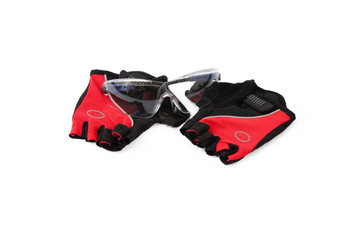 Naklejka premium Radfahrer Hadschuhe und Windschutzbrille
