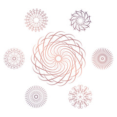 Set of seven geometric circular elements. Vector monogram on white background. Vector illustration
