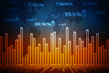 2d rendering Stock market online business concept. business Graph 