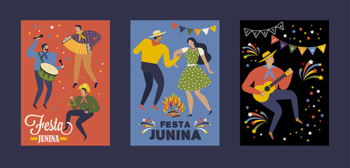 Fototapeta na wymiar Festa Junina Brazil June Festival. Vector templates. Design element for card, poster, banner, and other use.