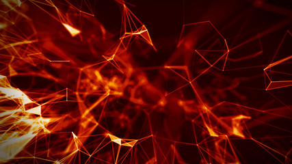 Abstract Fire red Geometrical Background ..Futuristic technology style. Neon Sign . HUD Element . Elegant . Big data visualization .