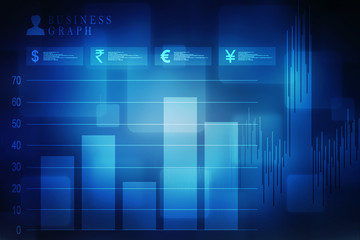 2d rendering Stock market online business concept. business Graph 