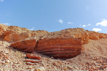 Beautiful geological formation in desert, colorful sandstone canyon walking route