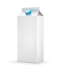 Blank milk carton package isolated on white background