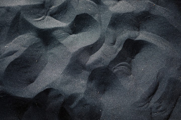 Black sand floor texture from above. Interior, exterior design ideas - obrazy, fototapety, plakaty
