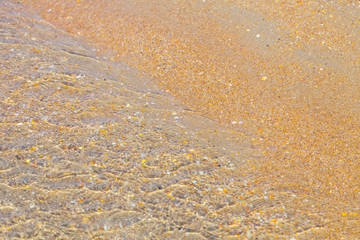 Transparent sea water and sand on the beach background. Photo nature wallpapper