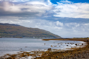 Sailboat at Sound of Mull Inner Hebrides Scotland UK