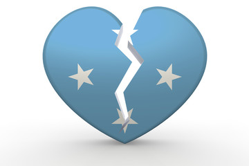 Broken white heart shape with Micronesia flag