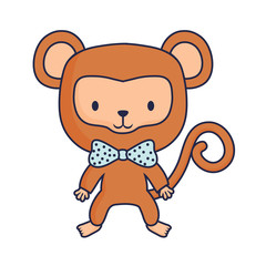 Obraz premium cute monkey icon over white background, colorful design. vector illustration