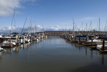 Fototapeta na wymiar boats and yachts moored at a marina in San Francisco