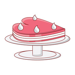 birthday cake in heart shape icon over white background, colorful design. vector illustration