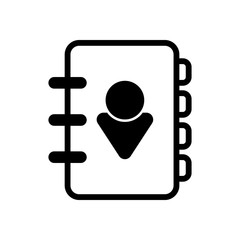 address book with person on cover. simple icon. linear symbol with thin outline
