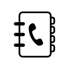 address book with phone sign on cover. simple icon. linear symbol with thin outline