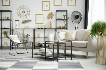 Gold and black living room