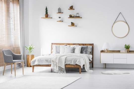 Grey And White Bedroom Interior