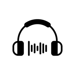 Fototapeta premium Headphones and music wave. Medium volume level. Simple icon