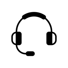 Headphones with microphone. Support service. Simple icon