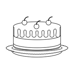 birthday cake icon over white background, vector illustration