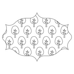 arabic frame with trees pattern over white background, vector illustration