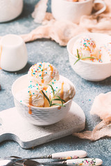 Homemade Organic Vanilla Ice Cream with Mint