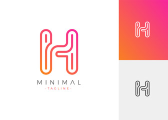 Minimal Line Letter Initial H Logo Design Template. Vector Logo Illustration