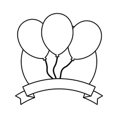 emblem with balloons icon over white background, vector illustration