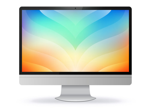 Computer Monitor With Colorful Abstract Screen Vector Illustration