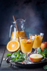 Sangria or punch with fruits