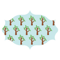 arabic frame with trees design over white background, colorful design. vector illustration