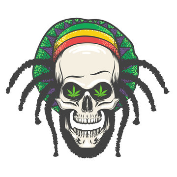 Rastaman Skull Illustration