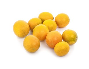 Orange fruit with half isolated on white background.