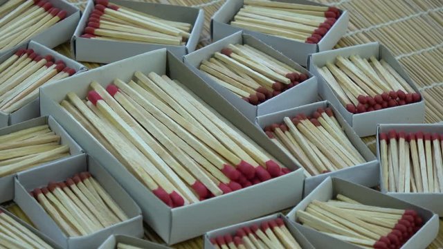 Rotating many safety matches box background