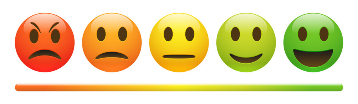 Vector emotion feedback scale on white background