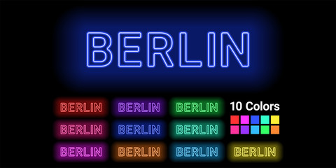 Neon name of Berlin city