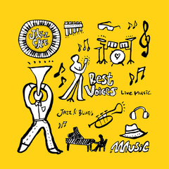 음악회 포스터 / 손으로 그린 음악 일러스트