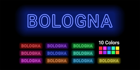 Neon name of Bologna city