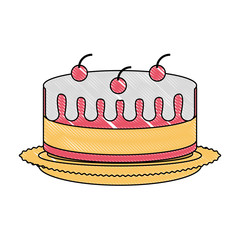 birthday cake icon over white background, colorful design. vector illustration