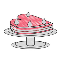 birthday cake in heart shape icon over white background, colorful design. vector illustration