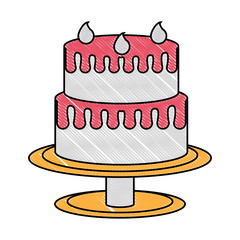 birthday cake icon over white background, colorful design. vector illustration